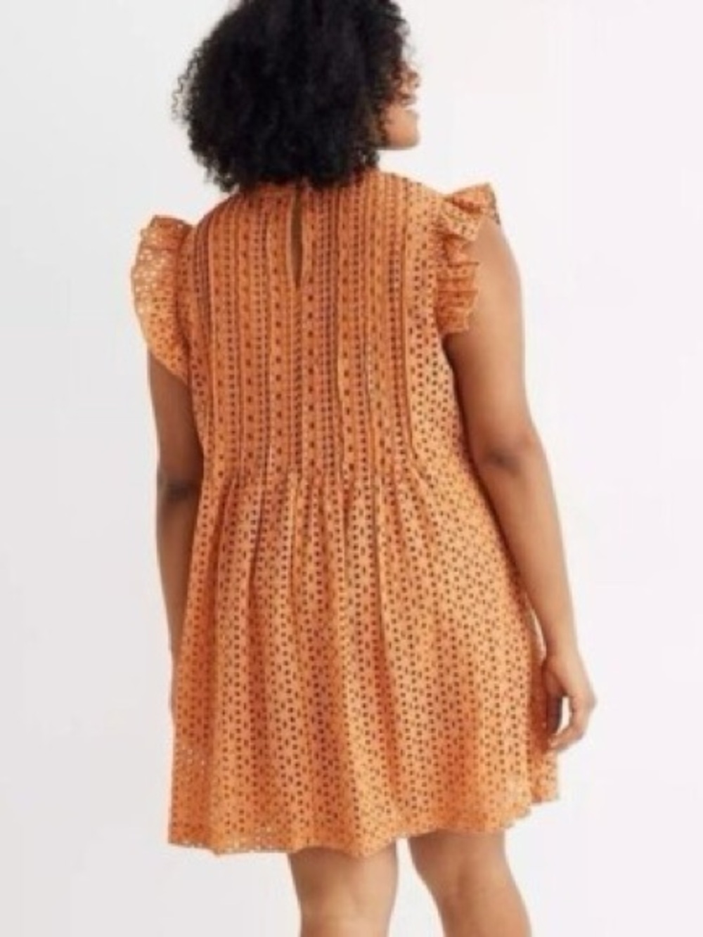 Madewell Eyelet Lace Ruffle Sleeve Pintuck Mini Dress - Picture 8 of 12